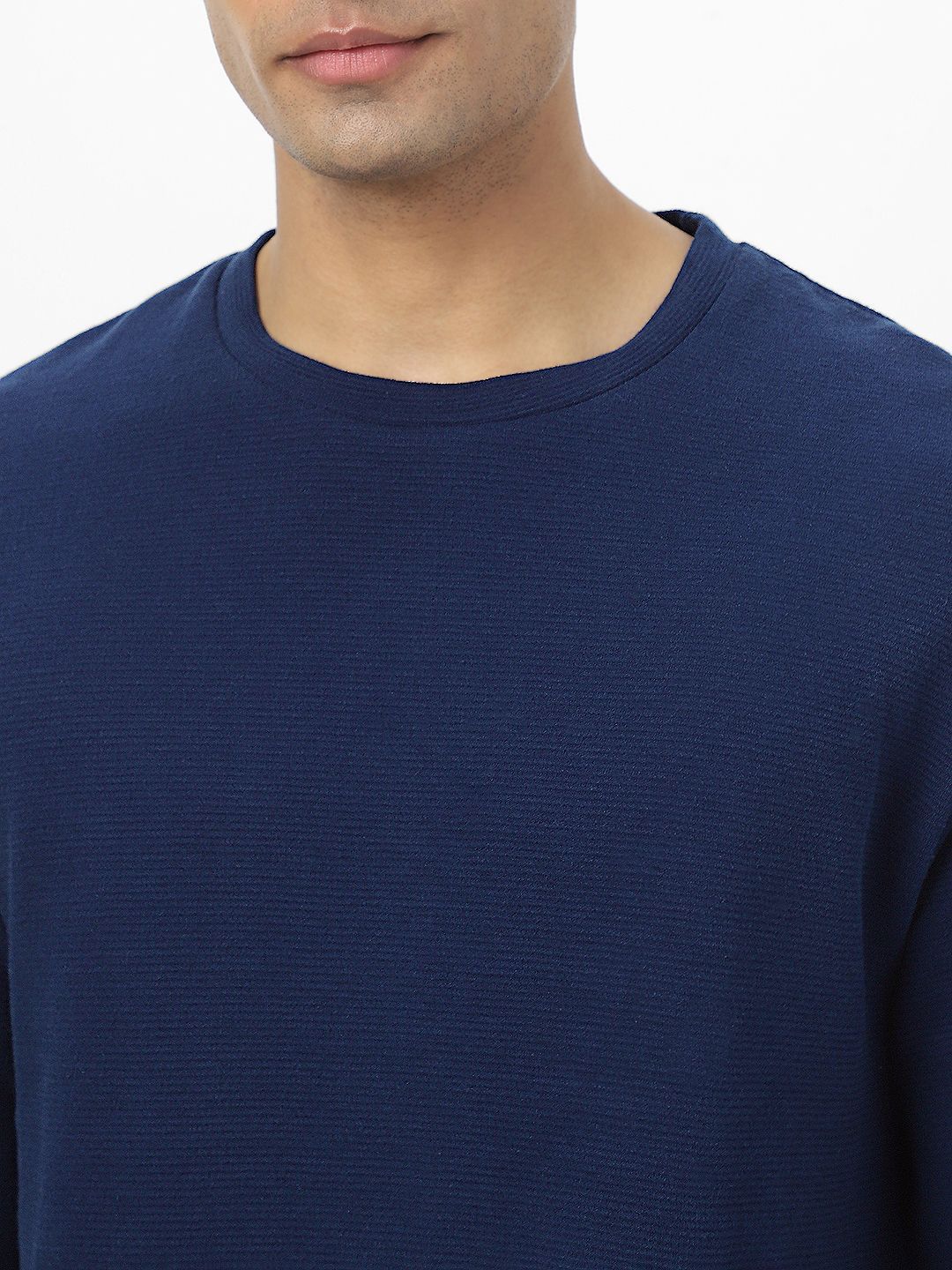 Urbano Fashion Men Textured Round Neck Oversized Half Sleeve Cotton T-Shirt