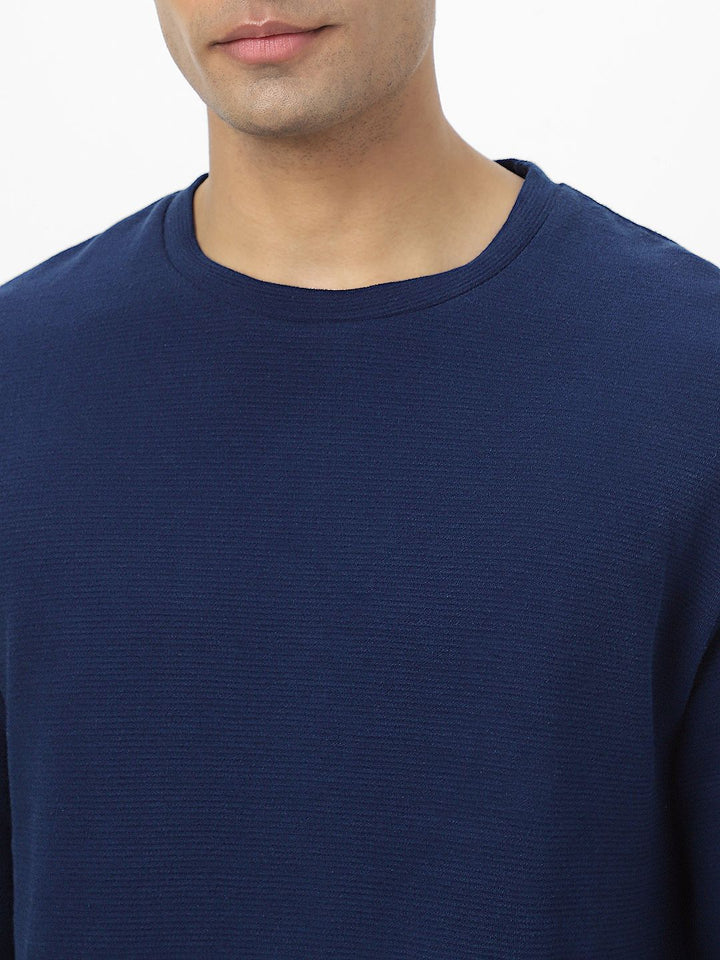 Urbano Fashion Men Textured Round Neck Oversized Half Sleeve Cotton T-Shirt