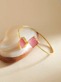 Zaveri Pearls Gold-Plated Pink Brass Kada Bracelet