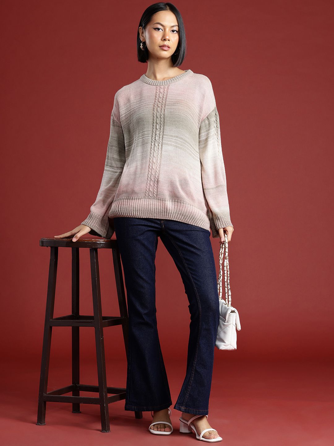 all about you Cable Knit Flared Sleeves Pullover