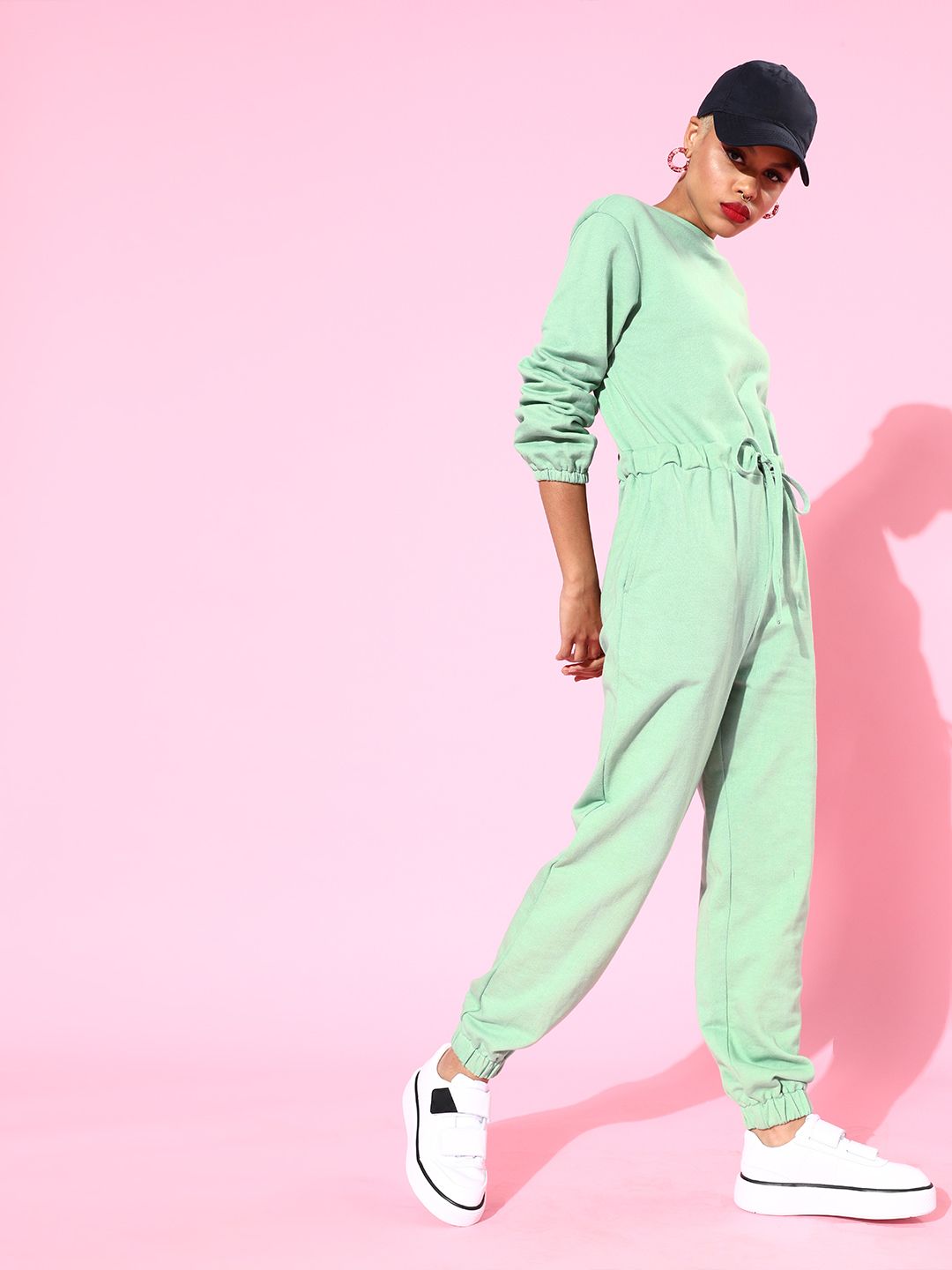 Athena Green Jumpsuit with Drawstring