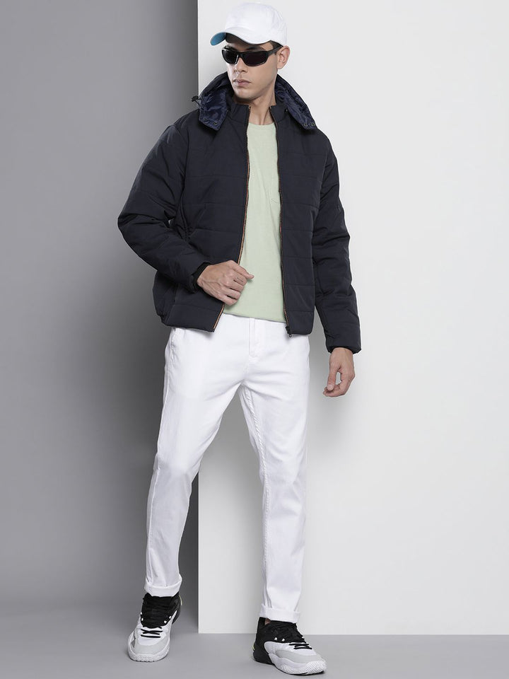 The Indian Garage Co Men Zip-Front Bomber Jacket with Detachable Hood
