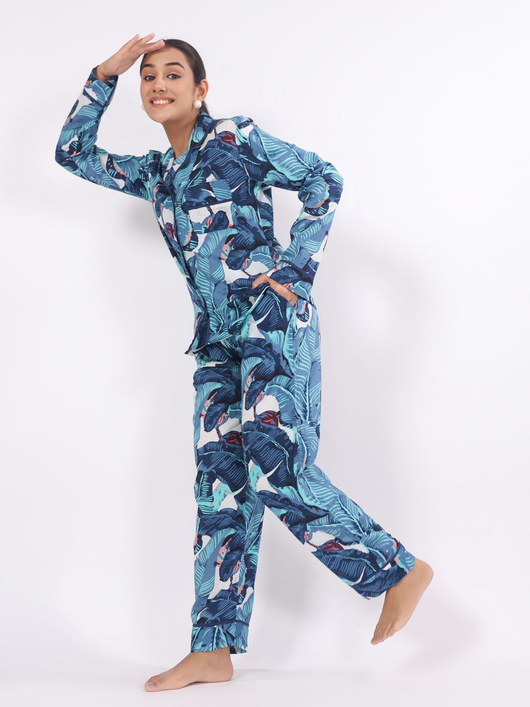 SANSKRUTIHOMES Women Tropical Printed Pure Cotton Night suit