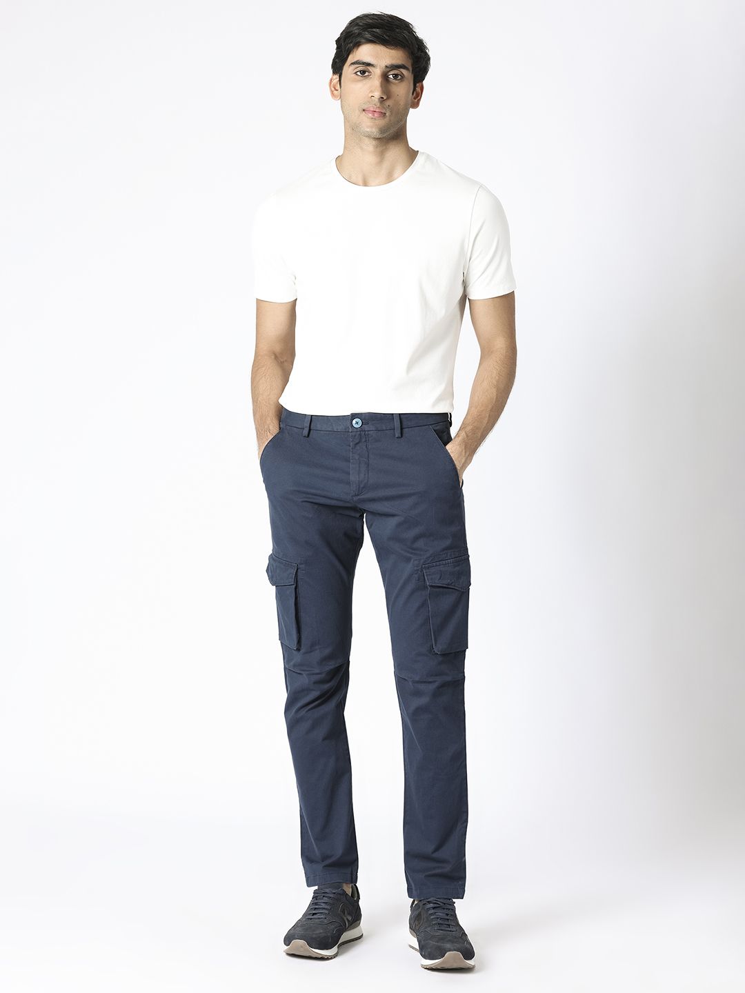 RARE RABBIT Men Celu Mid-Rise Slim Fit Cotton Cargo Trouser