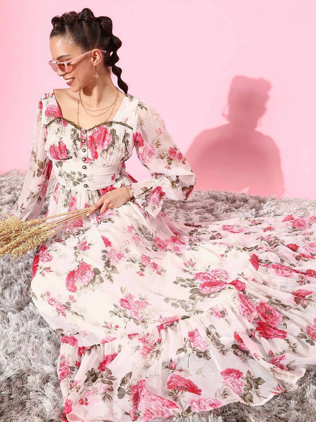 QUIERO Women Classic White Floral Bustier Dress