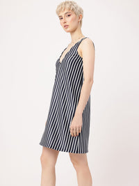 DressBerry Playful Rebel Plunge Neck Striped Sheath Dress