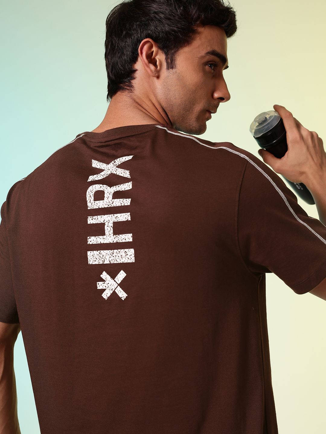HRX by Hrithik Roshan Printed Drop-Shoulder Sleeves Relaxed Fit Training T-shirt