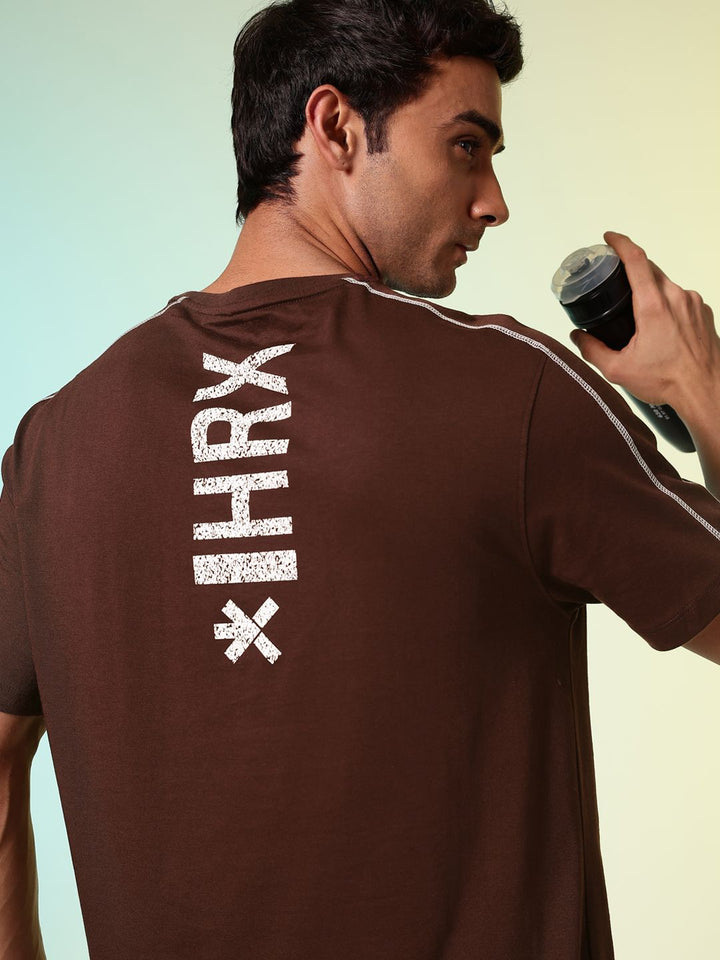 HRX by Hrithik Roshan Printed Drop-Shoulder Sleeves Relaxed Fit Training T-shirt