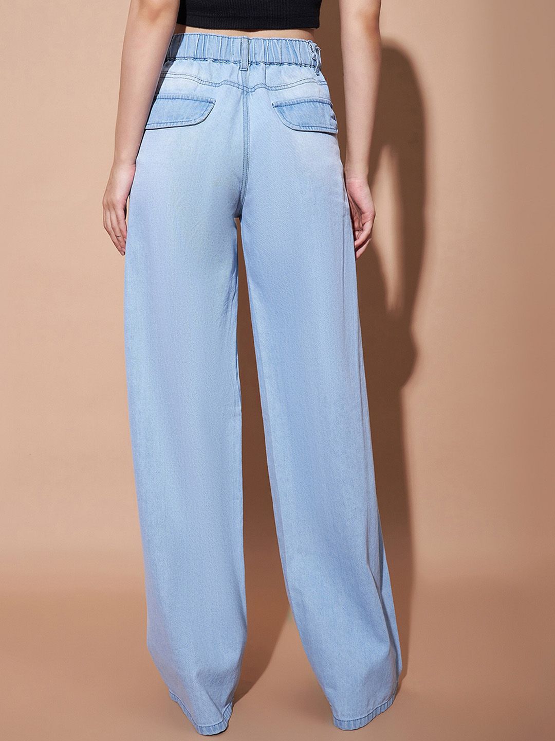 SASSAFRAS BASICS Women Wide Leg Mid Rise Light Fade Jeans