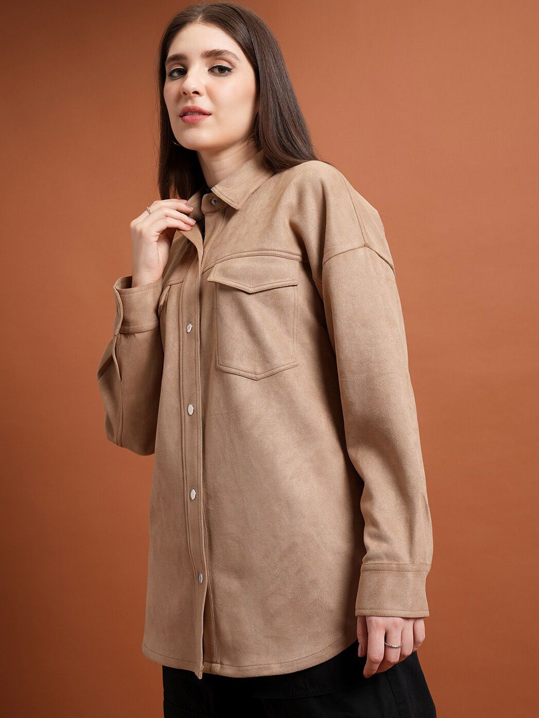Tokyo Talkies Beige Spread Collar Tailored Jacket