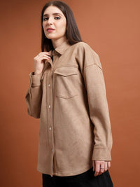 Tokyo Talkies Beige Spread Collar Tailored Jacket