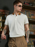 Campus Sutra Men Self Design Polo Collar Cotton T-shirt