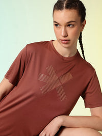 HRX by Hrithik Roshan ACTIVE-GODDESS Brand Logo Printed Rapid Dry Training T-shirt