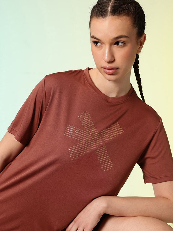 HRX by Hrithik Roshan ACTIVE-GODDESS Brand Logo Printed Rapid Dry Training T-shirt