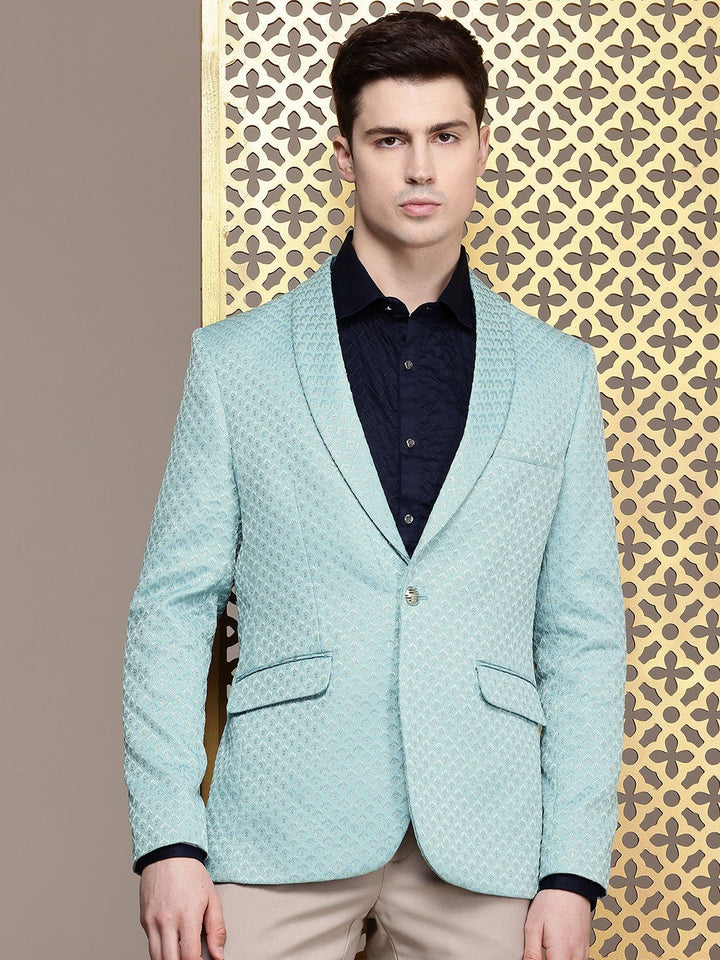 House of Pataudi Shawl Collar Single-Breasted Embellished Blazer