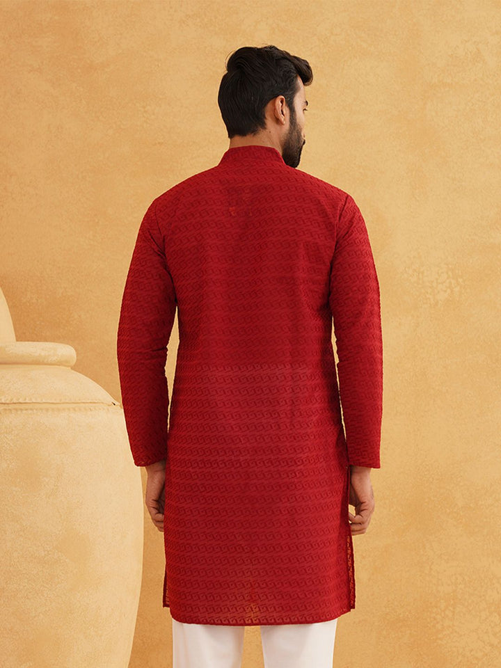 SOJANYA Kurta Lurus Kapas Tulen Sulam Geometrik