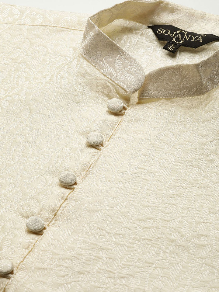 SOJANYA Kurta Jacquard Berwarna Krim Lelaki
