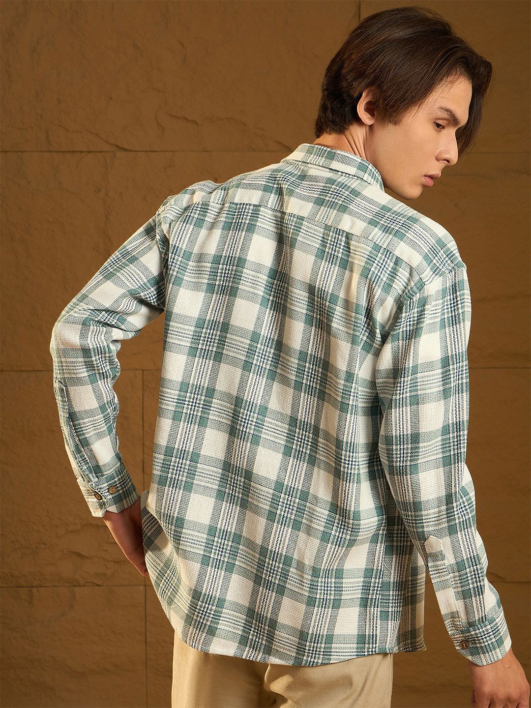 DENNISON Men Checked Oversized Cotton Shirt