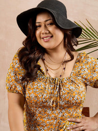 Berrylush Curve Floral Print Off-Shoulder A-Line Midi Dress
