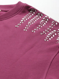 all about you Long Sleeves Studded Embellished Sweatshirt