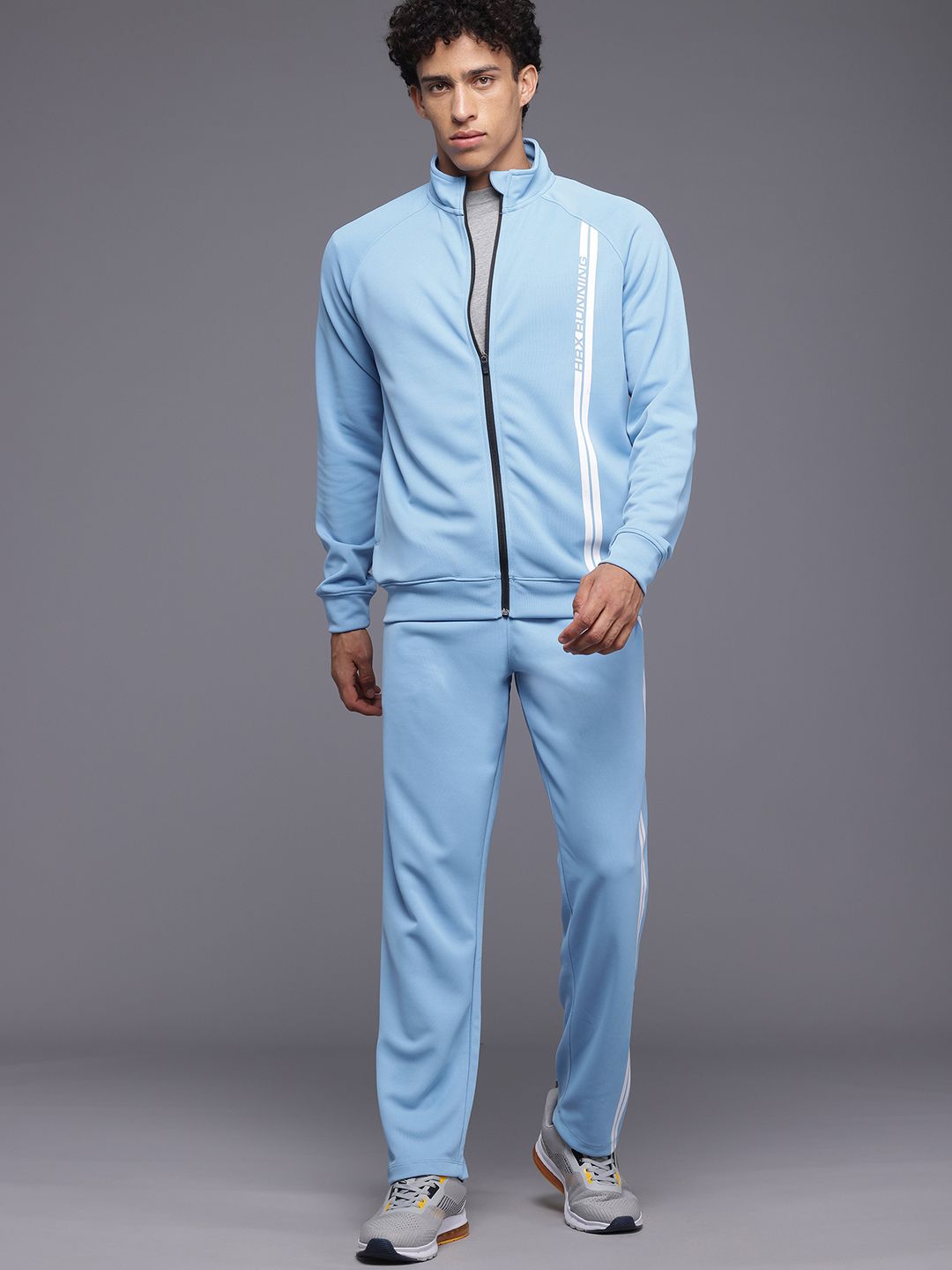 HRX by Hrithik Roshan Striped Detail Rapid-Dry Running Zip-Up Tracksuit