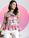 DressBerry Ethnic Print Ruffles Top