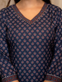 KALINI Ethnic Motifs Printed Regular Gotta Patti Straight Kurta with Trousers & Dupatta