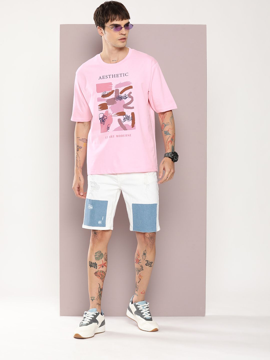 DILLINGER Men Graphic Printed Oversized Drop-Shoulder Sleeves Pure Cotton T-shirt