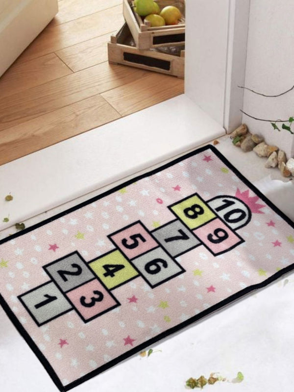 URBAN SPACE Pink & Navy Blue Geometric Anti-Skid Floor Mat