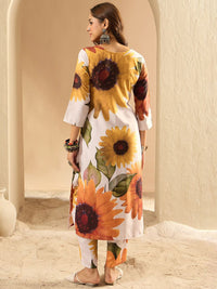 Indo Era Women Floral Printed Regular Kurta with Trousers