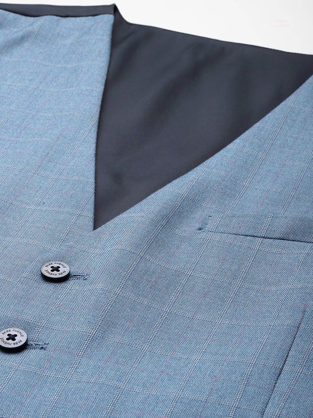 Park Avenue Slim Fit Checked Blazer & Trousers With Waistcoat