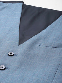 Park Avenue Slim Fit Checked Blazer & Trousers With Waistcoat