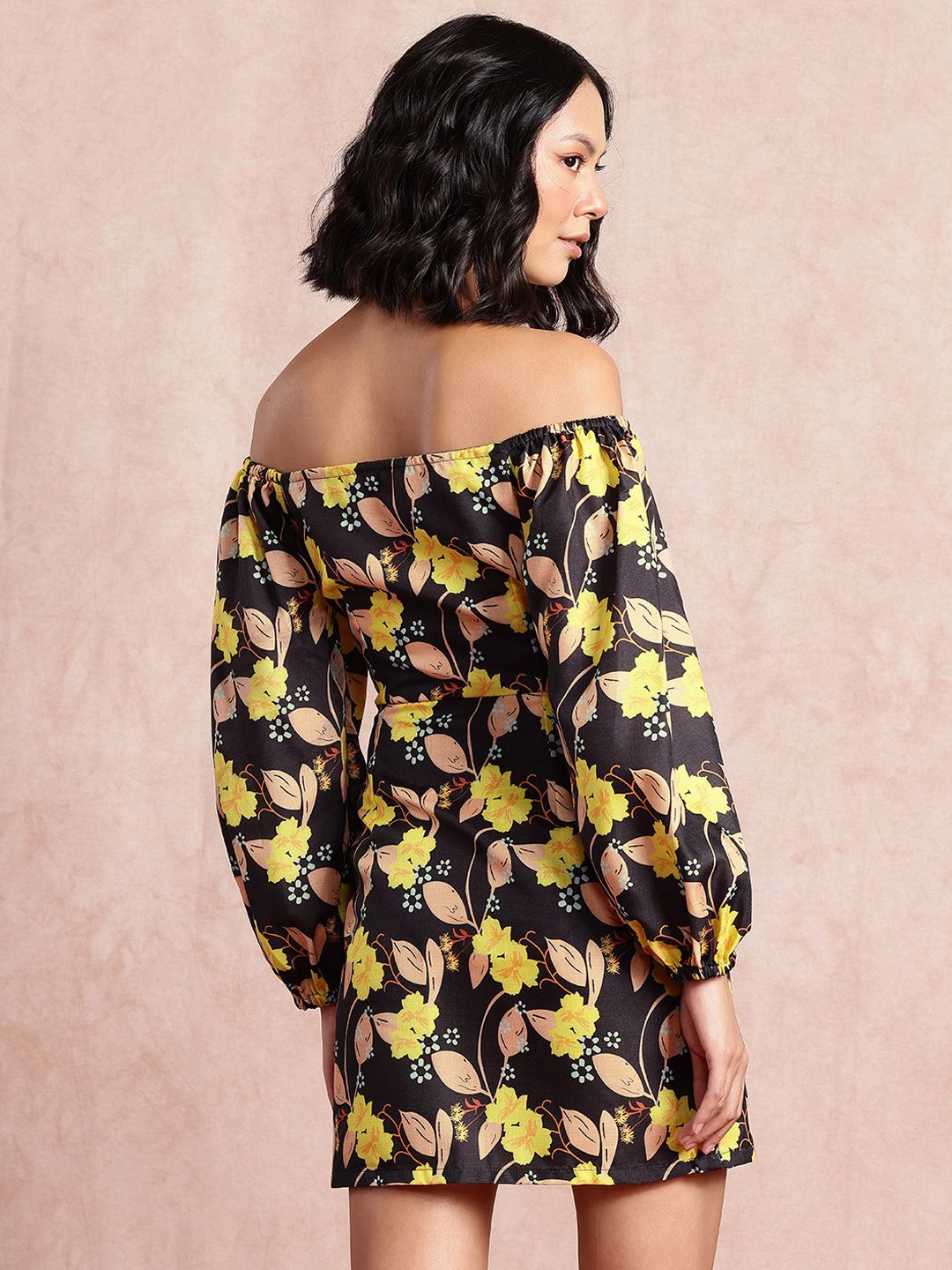 all about you Floral Print Puff Sleeve Sheath Mini Dress