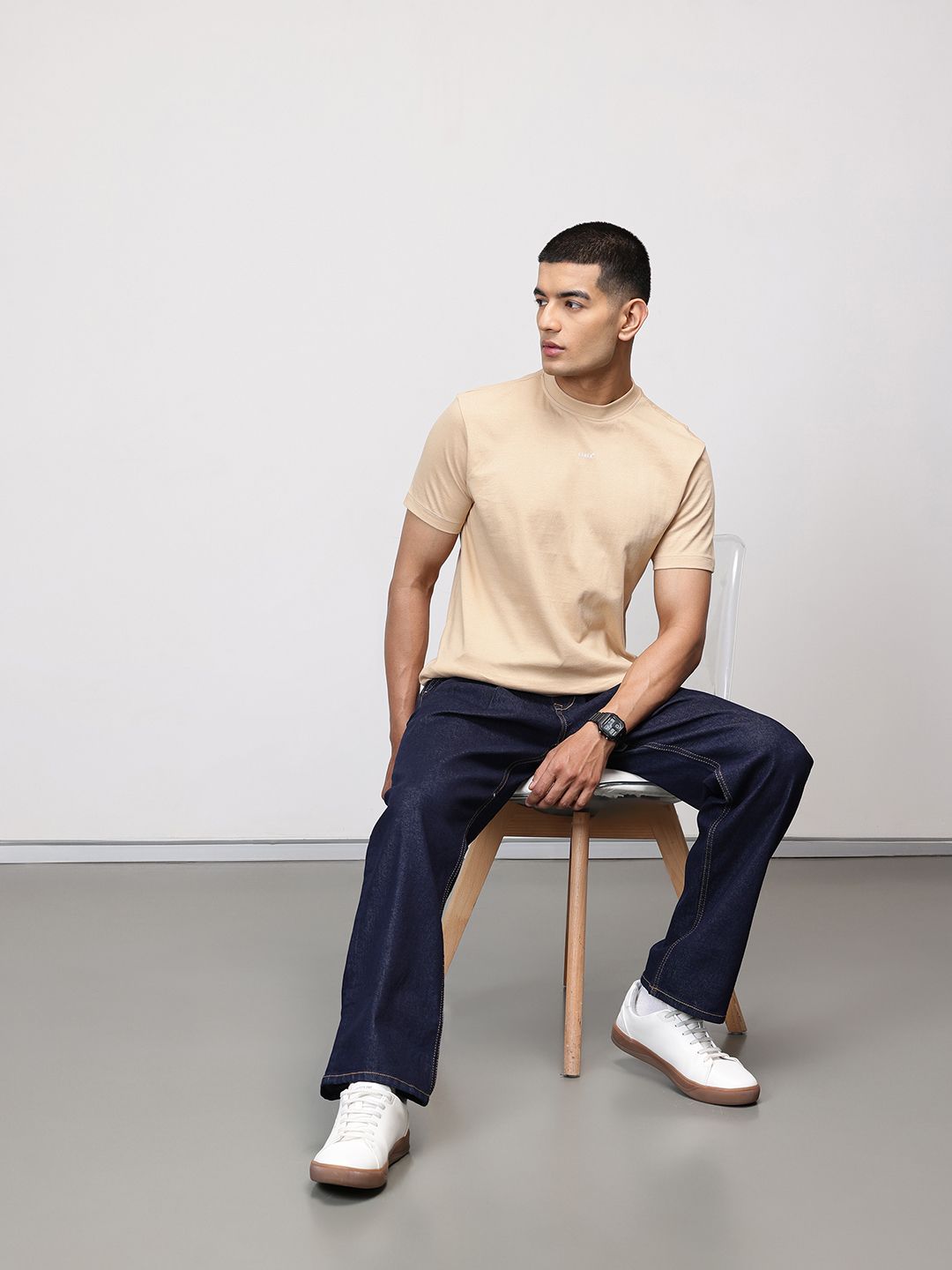 ether Grower Men Mid-Rise Pleated Comfort Fit Stretchable Jeans