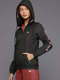 HRX by Hrithik Roshan Rapid-Dry Typography Print Hooded Training Tailored Jacket