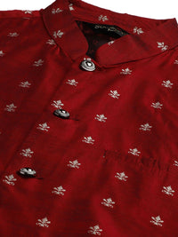 SOJANYA Kurta Motif Etnik Maroon Lelaki dengan Jaket Churidar & Nehru