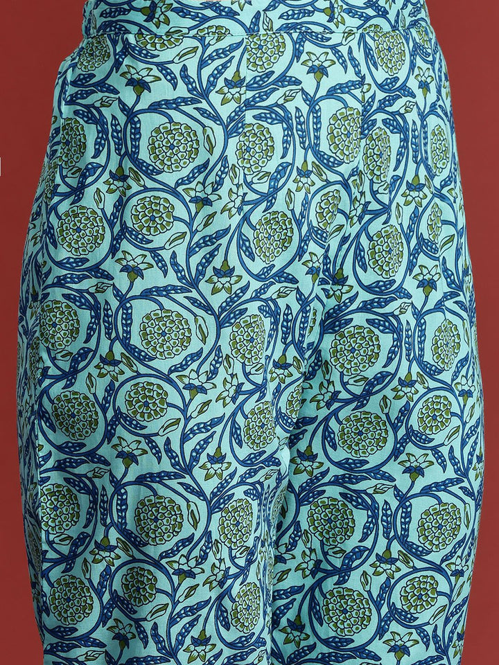 Indo Era Floral Printed Pure Cotton Kurta with Trousers