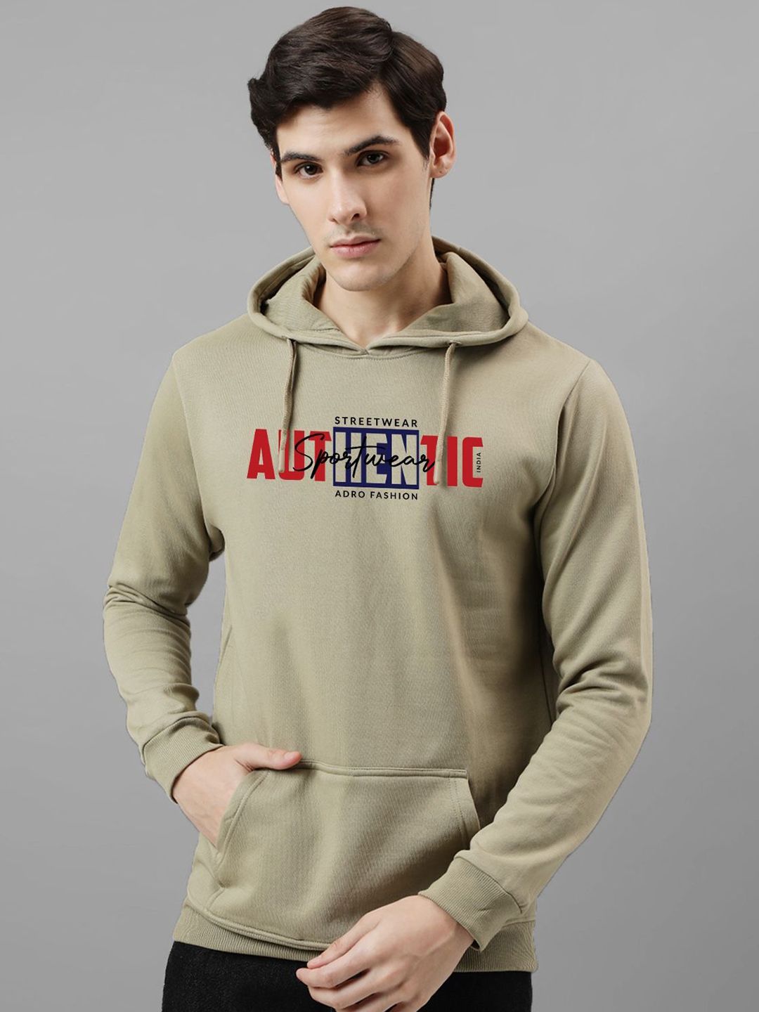 ADRO Men Printed Hooded Sweatshirt