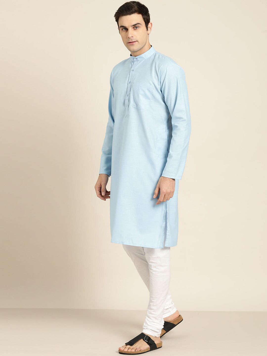 SOJANYA Men Blue & billowing sail Thread Work Kurta