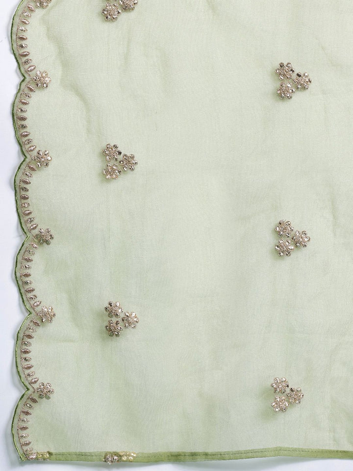 Indo Era Ethnic Motifs Embroidered Gotta Patti Kurta With Trousers & Dupatta