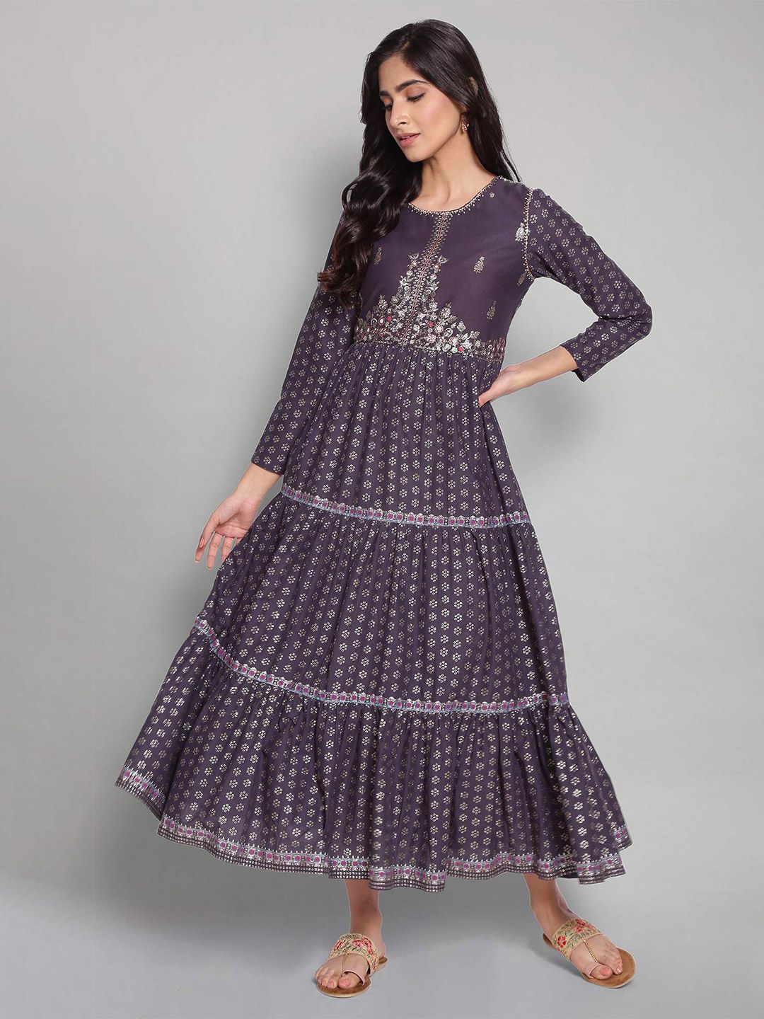 W Ethnic Motifs Maxi Cotton Dress