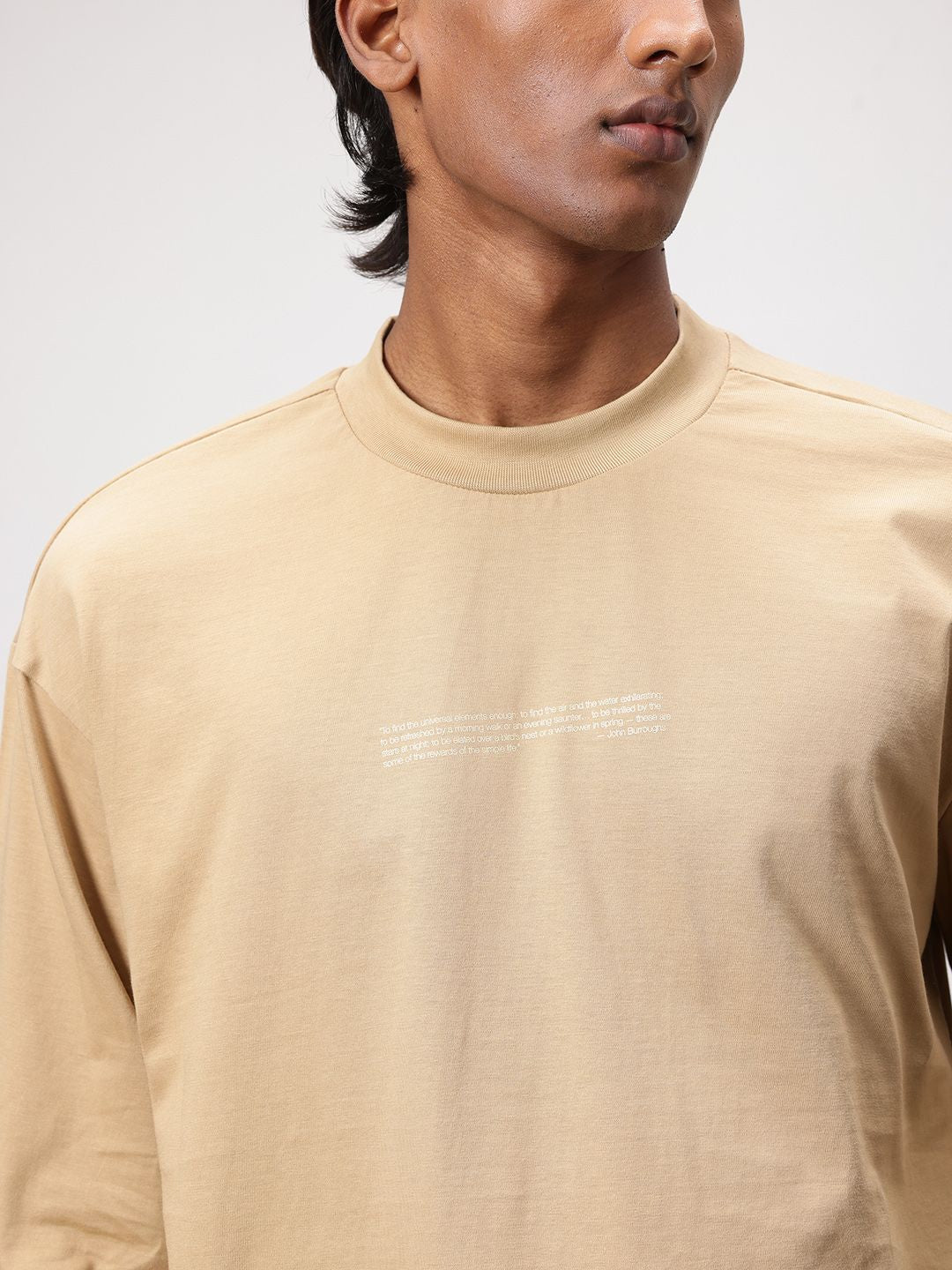 ether Zen Typography Printed Drop-Shoulder Sleeves Pure Cotton T-shirt