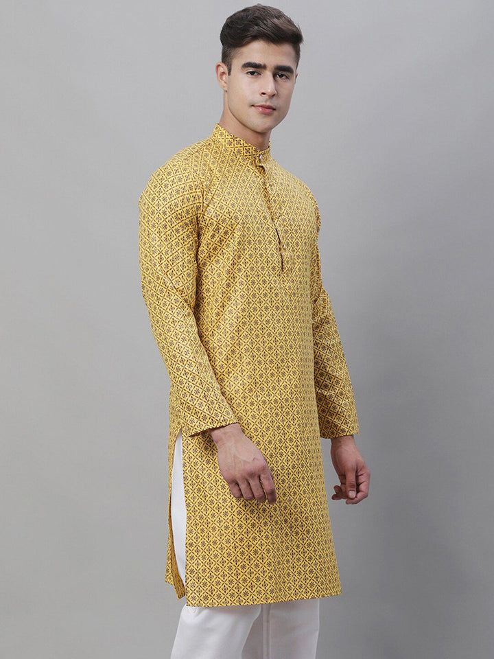 SOJANYA Motif Etnik Printed Silk Cotton Kurta