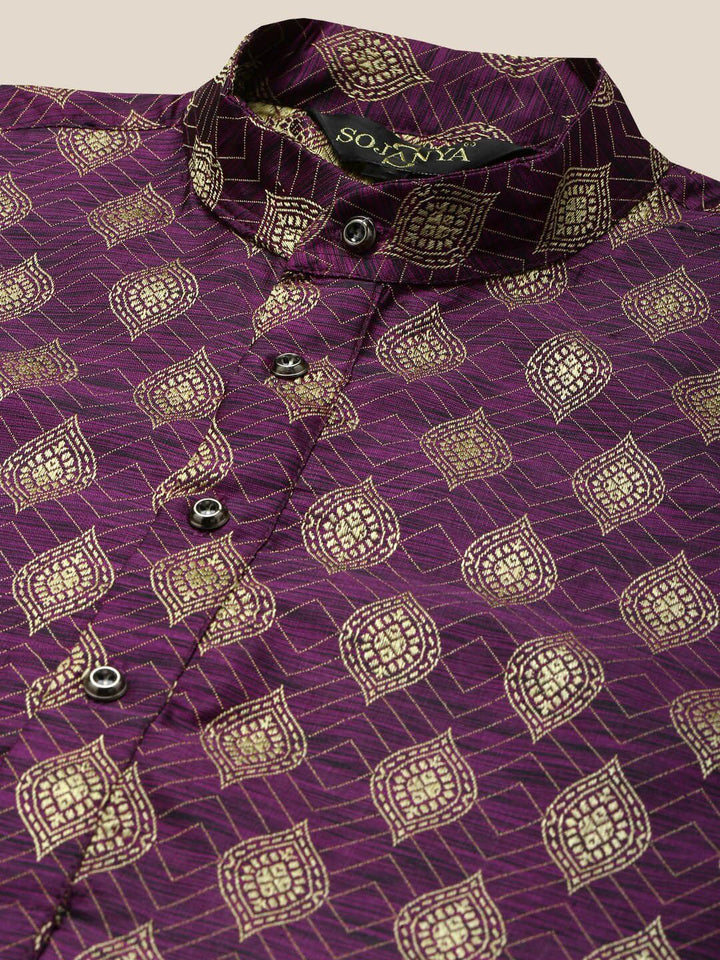 SOJANYA Kurta Tenun Motif Etnik Kolar Mandarin