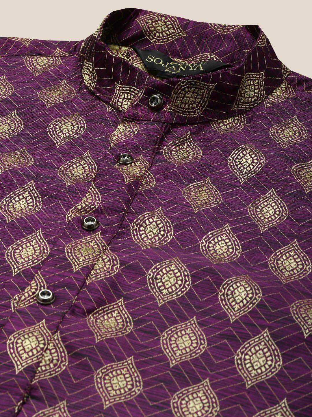 SOJANYA Kurta Tenun Motif Etnik Kolar Mandarin