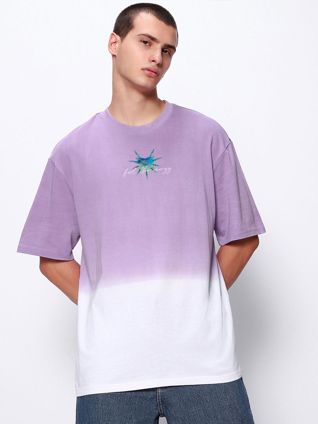 Bewakoof Men Typography Printed Round Neck Cotton Oversized T-shirt