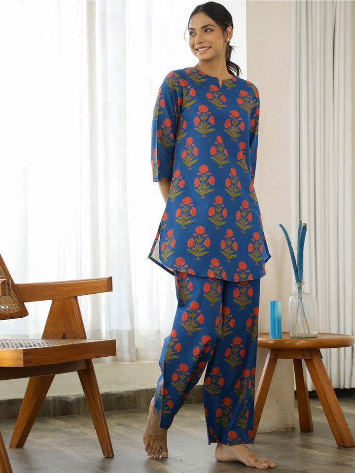 SANSKRUTIHOMES Floral Printed Pure Cotton Night suit
