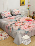 KLOTTHE Grey & Pink Floral 300 TC King Fine Bedsheet Set - 98 Inci x 90 Inci