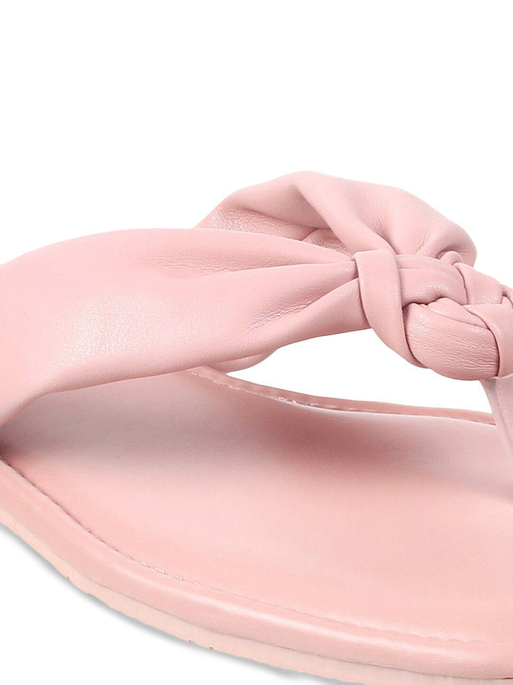 Mochi Women Pink Open Toe Flats