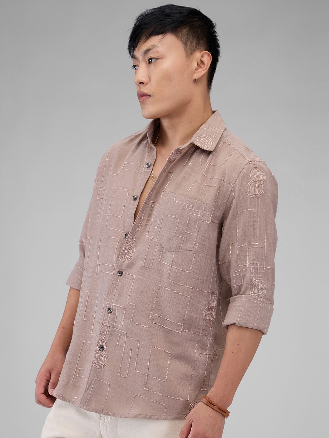 VASTRADO Men Classic Cutaway Collar Vertical Striped Cotton Slim Fit Casual Shirt